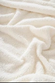 Krem Valencia Sherpa Çift Kişilik Peluş Battaniye - 5