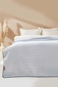 Açık Gri Valencia Sherpa Çift Kişilik Peluş Battaniye - 1