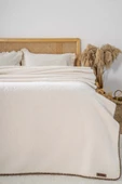 Krem Valencia Sherpa Çift Kişilik Peluş Battaniye - 2