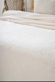 Krem Valencia Sherpa Çift Kişilik Peluş Battaniye - 4