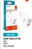 45 W- QC3 PD 5 A LED ışıklı 2 in 1 şarj başlık - 1