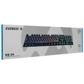 Klavye Oyuncu Gaming Rgb Rainbow Membrane Everest KB-24 Siyah - 4