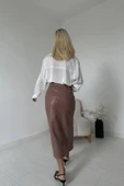 Pudra Yırtmaçlı Süs Patlı Etek - 4