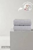 2'li Gri Greek El Havlusu - 50x90 Cm, 225 Gr, %100 Pamuk, Spa Ve Otel Havlusu, Günlük Kullanıma Uygun thumbnail 1