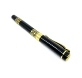 Premium Metal Roller Tükenmez Kalem Retro Desen - Gold/Black - 3