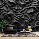3 Boyutlu Siyah Kabartmalı Duvar Kağıdı Baskı thumbnail 1