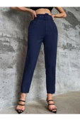 Kadın Dar Paça Klasik Kemerli Yüksek Bel Kumaş Pantolon -k3851 - 7