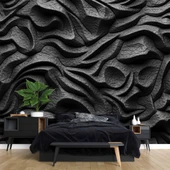3 Boyutlu Siyah Kabartmalı Duvar Kağıdı Baskı thumbnail 2