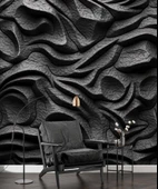 3 Boyutlu Siyah Kabartmalı Duvar Kağıdı Baskı thumbnail 6