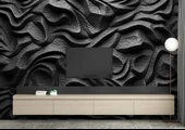 3 Boyutlu Siyah Kabartmalı Duvar Kağıdı Baskı thumbnail 3