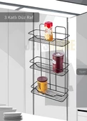 Mutfak Rafı Paslanmaz Banyo Rafı Baharatlık 3 Katlı Köşelik Şampuanlık Siyah thumbnail 1