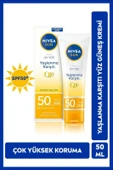 NIVEA Sun Yaşlanma Karşıtı Yüz Kremi 50ml, Spf50, Yüksek Güneş Koruyucu, Kırışıklık Görünümü Engelleyici - 1