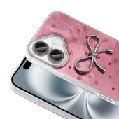 Apple iPhone 16 Plus Kılıf Kamera Korumalı Fiyonk Kalp Figürlü Ponti Kapak - 9