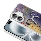 Apple iPhone 16 Plus Kılıf Kamera Korumalı Fiyonk Kalp Figürlü Ponti Kapak - 3