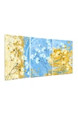 Mavi Çiçekler Triple Miyrem-Cam Tablo - 2