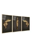 Gold Yapraklar Triple Miyrem-Cam Tablo - 2