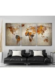 Dünya Haritası Triple Miyrem-Cam Tablo - 1