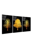 Gold Ağaçlar Triple Miyrem-Cam Tablo - 2