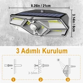 Greentech Güneş Enerjili Hareket Sensörlü, 6 Taraflı 104 Led Aydınlatma / GT-SL13-2 Adet - 6