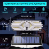 Greentech Güneş Enerjili Hareket Sensörlü, 6 Taraflı 104 Led Aydınlatma / GT-SL13-2 Adet - 4