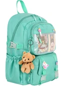 Waddell Kawaii Kore Tarzı Aksesuarlı İlkokul Sırt ve Beslenme Çantası Su Yeşili 25001 - 3
