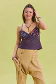 V Yaka İnce Askılı Yazlık Bluz - 2