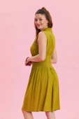 Dik Yaka Fermuar Detaylı Yazlık Elbise thumbnail 7