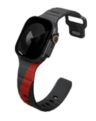 Apple Watch 49mm Ultra 2/1 Kordon Stride Serisi Sınırlı Sayıda Üretim Fluoroelastomer Kauçuk Malzeme  Gri-Kırmızı - 1