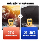Oto Güneşlik ve Şemsiye Tutucu Seti – Katlanabilir Ön Cam Güneşliği 140x75 cm ve Araç İçi Organizer Askı - 7