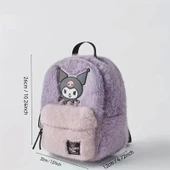 Kuromi Peluş Sırt Çantası Pembe - Mor Kaliteli Sevimli Karikatür Tasarım, Ayarlanabilir Askı Hafif Günlük Kullanım & Hed - 2