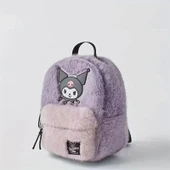 Kuromi Peluş Sırt Çantası Pembe - Mor Kaliteli Sevimli Karikatür Tasarım, Ayarlanabilir Askı Hafif Günlük Kullanım & Hed - 1
