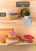 6'lı Set Erzak Saklama Kabı Seti BPA Free Erzak Kabı Bakliyat Saklama Kapları Buzdolabı Kabı - 2