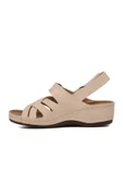 Ayakmod Bej Kadın Düz Sandalet 09-985 Z - 2