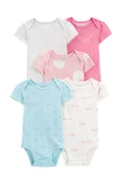 Carters Renkli Layette Kız Bebek Kısa Kollu Body 5'li Paket 1R885410R - 1