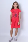 KIZ ÇOCUK ELBİSE FIRFIRLI KEDİCİK BASKILI A18 thumbnail 1