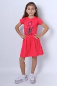 KIZ ÇOCUK ELBİSE FIRFIRLI KEDİCİK BASKILI A18 thumbnail 2