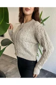 Örgü Detaylı Ceket Görünümlü Triko Hırka - 9