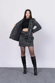 Leopar Desenli Blazer Astarlı Kruvaze Detaylı Ceket - 11