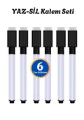 YAZ SİL Kalemi Seti - Yazı Tahtası Kalemi (6 Adet Siyah) thumbnail 1