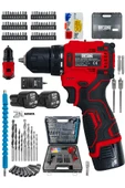 DAFLONG PRO ÖZEL SERI 84 PARÇA KÖMÜRSÜZ GÜÇLENDİRİLMİŞ MOTOR ŞARJLI ARMUT BATARYA MATKAP-KRMZ - 1
