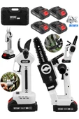 DAFLONG YENİ NESİL KÖMÜRSÜZ MOTOR OTOMATİK YAĞLI 4 BATARYALI 2'Lİ MAKAS+DAL BUDAMA SETİ-W - 2