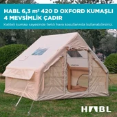 HABL 6 Kişilik 6.3m2 Su,Rüzgar ve Kar Geçirmez 420D Oxford Kumaşlı 4 Mevsim Şişme Çadır 300cm(U) 210cm(G) 200cm(Y) - 1