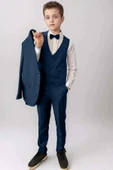 Erkek Çocuk Blazer Ceketli, Cepken Yelekli Lacivert Takım Elbise 10-16 Yaş - 6