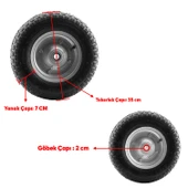 El Arabası Yük Taşıma Tekeri Bilyeli Rulmanlı Havalı Dubleks 350x70 mm Çelik Jant Tekerlek thumbnail 2