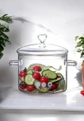Tilbe Home Figürlü Still Cam Tencere Borosilikat Isıya Dayanıklı Ocaküstü Kulplu Şeffaf Tencere 1900 ml - 1