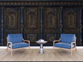3 Boyutlu Altın Motif Lacivert Panel Duvar Kağıdı Baskı thumbnail 6