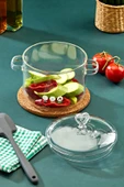 Tilbe Home Figürlü Still Cam Tencere Borosilikat Isıya Dayanıklı Ocaküstü Kulplu Şeffaf Tencere 1900 ml - 3
