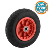 El Arabası Tekeri Plastik Jantlı Yük Taşıma Bilyeli Rulmanlı Havalı Şambrelli 350x70 mm Tekerlek - 1