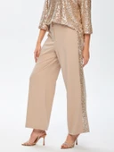 Faik Sönmez Minimalist Midi Kadın Pantolon - Pullu Detay, Geniş Paça thumbnail 10