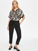 Faik Sönmez Minimalist Midi Kadın Pantolon - Yüksek Bel Rahat thumbnail 6